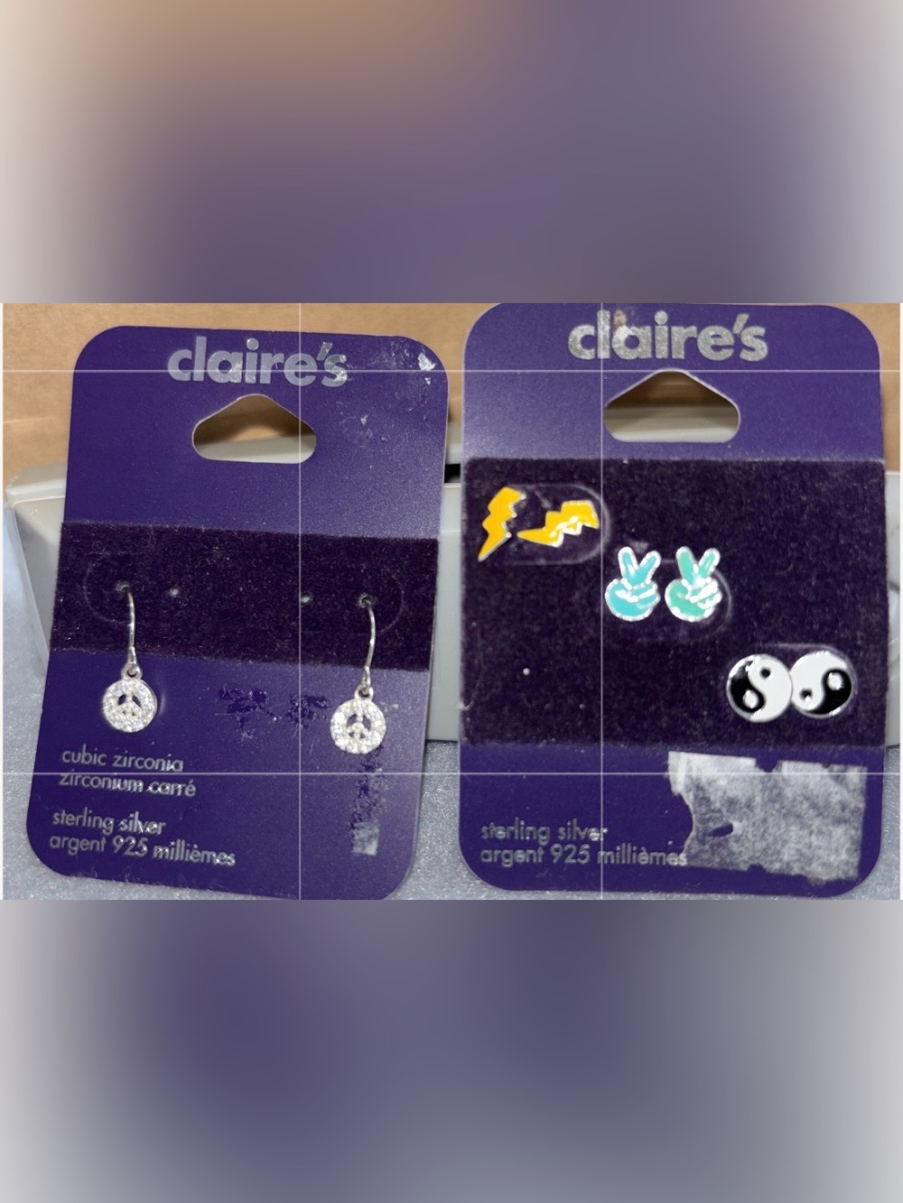 Claire's Kids Sterling Silver Cubic Zirconia Dangle Earrings & Stud Earrings LOT